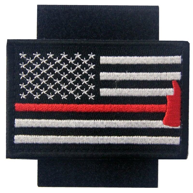 Rocking Planet US Flag with Firefighter Axe Embroidered Tactical Morale Hook & Loop Patch - Image 3